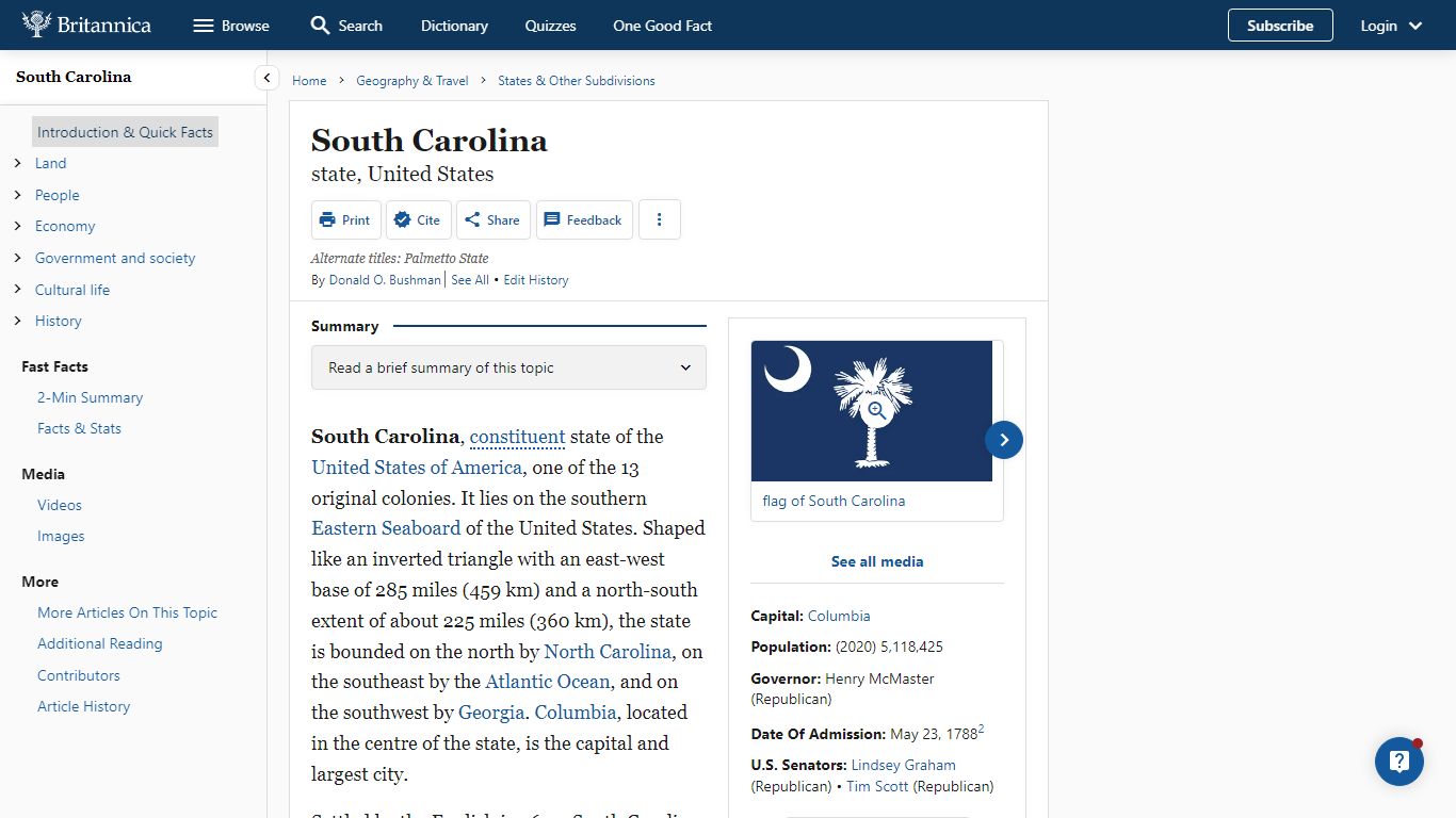 South Carolina | Capital, Map, Population, History, & Facts